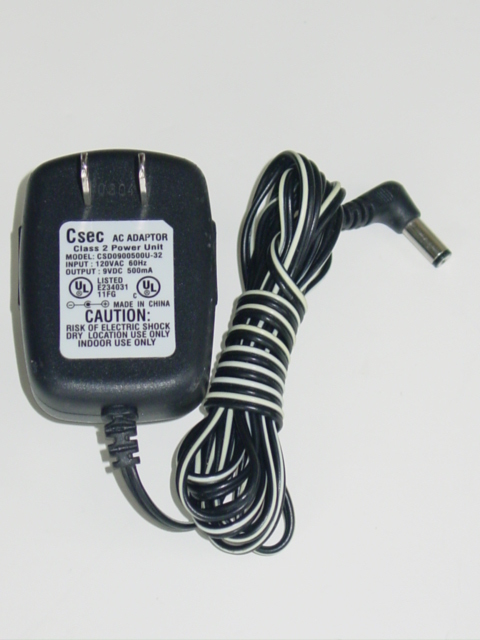 NEW CSEC CSD0900500U-32 AC Adapter 9V 500mA - Click Image to Close